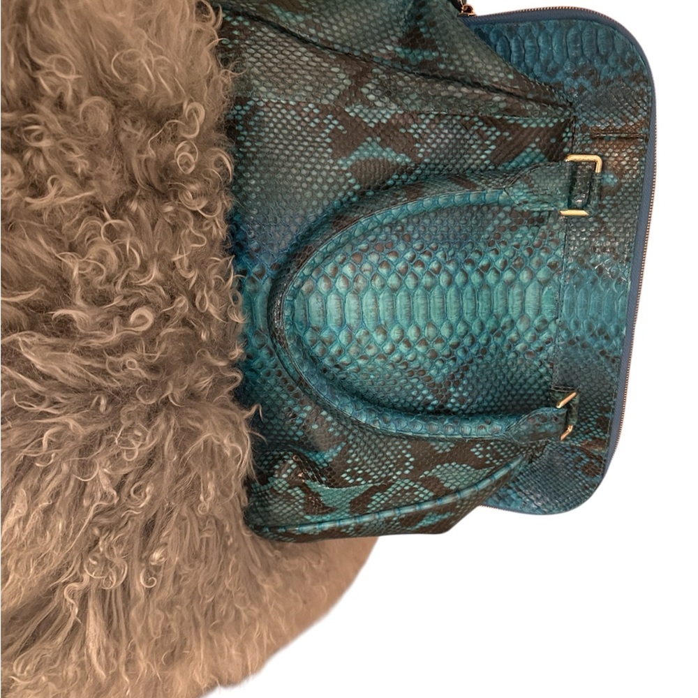 Rare* Genuine Python XL Tote w Zip in Teal